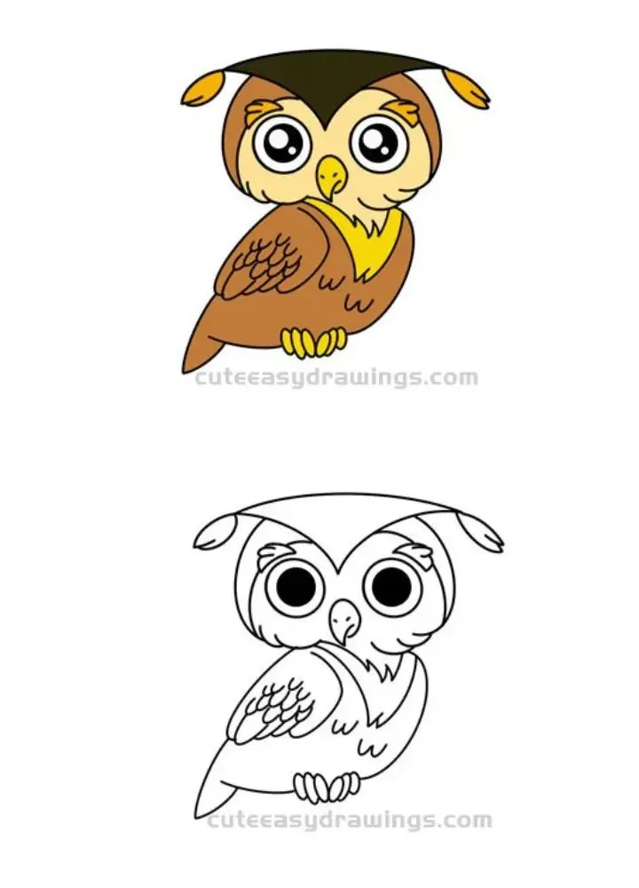 cute owl drawing with puppy eyes