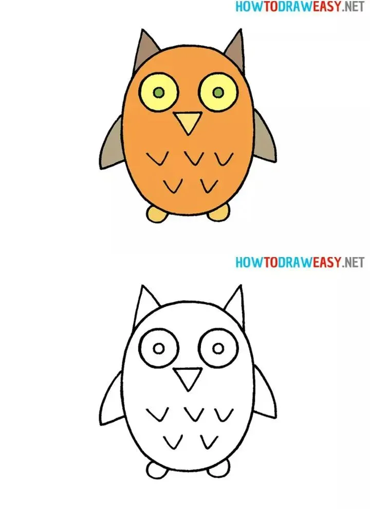 simple owl drawing for children