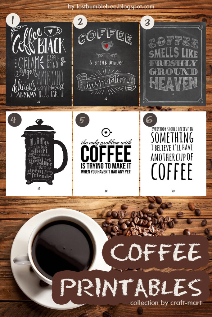 b&w coffee printables by lostbumblebee