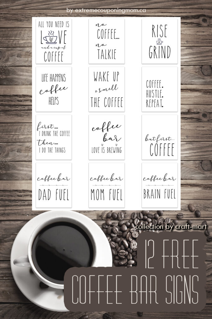 12 free coffee bar signs