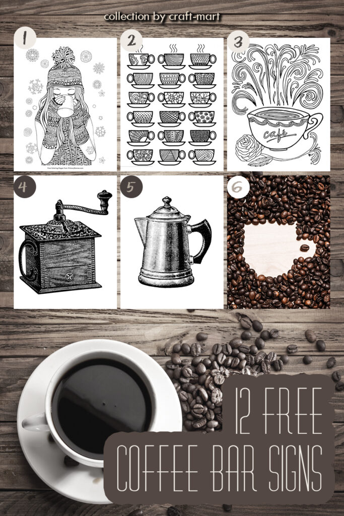 Six Coffee Image Printables