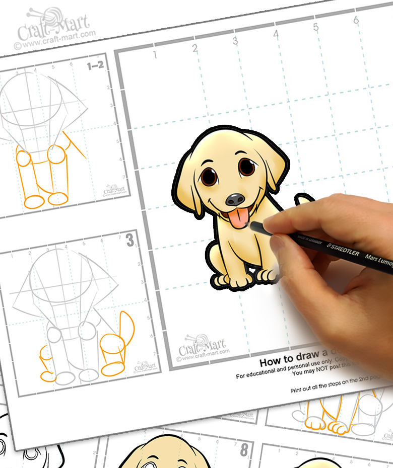 How to draw a baby dog step by step | Cartoon Puppy drawing easy
