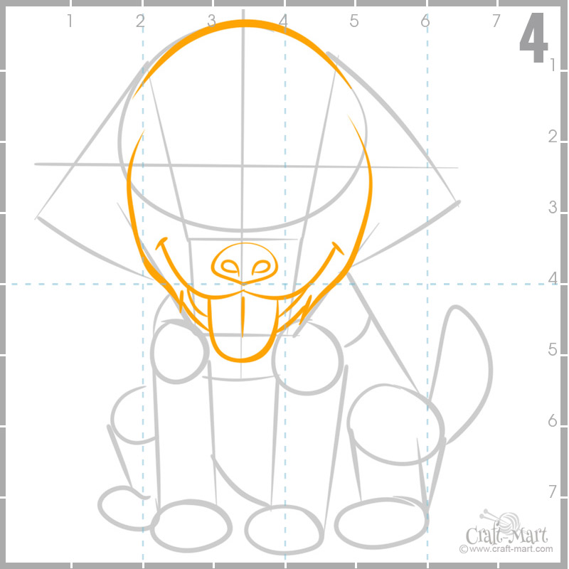 step 4- draw puppy's nose and mouth