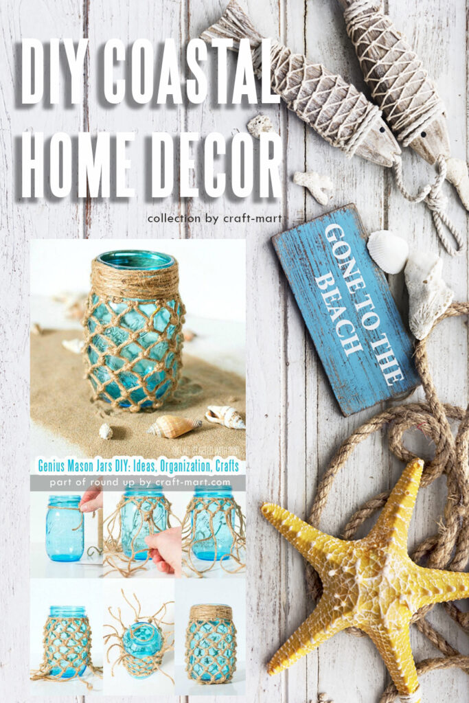 Fishnet Mason Jar Coastal Decor Idea