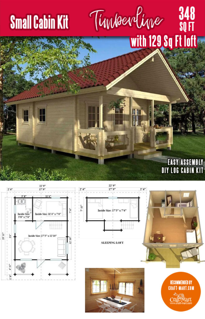 TIMBERLINE SMALL LOG HOME KIT WITH LOFT