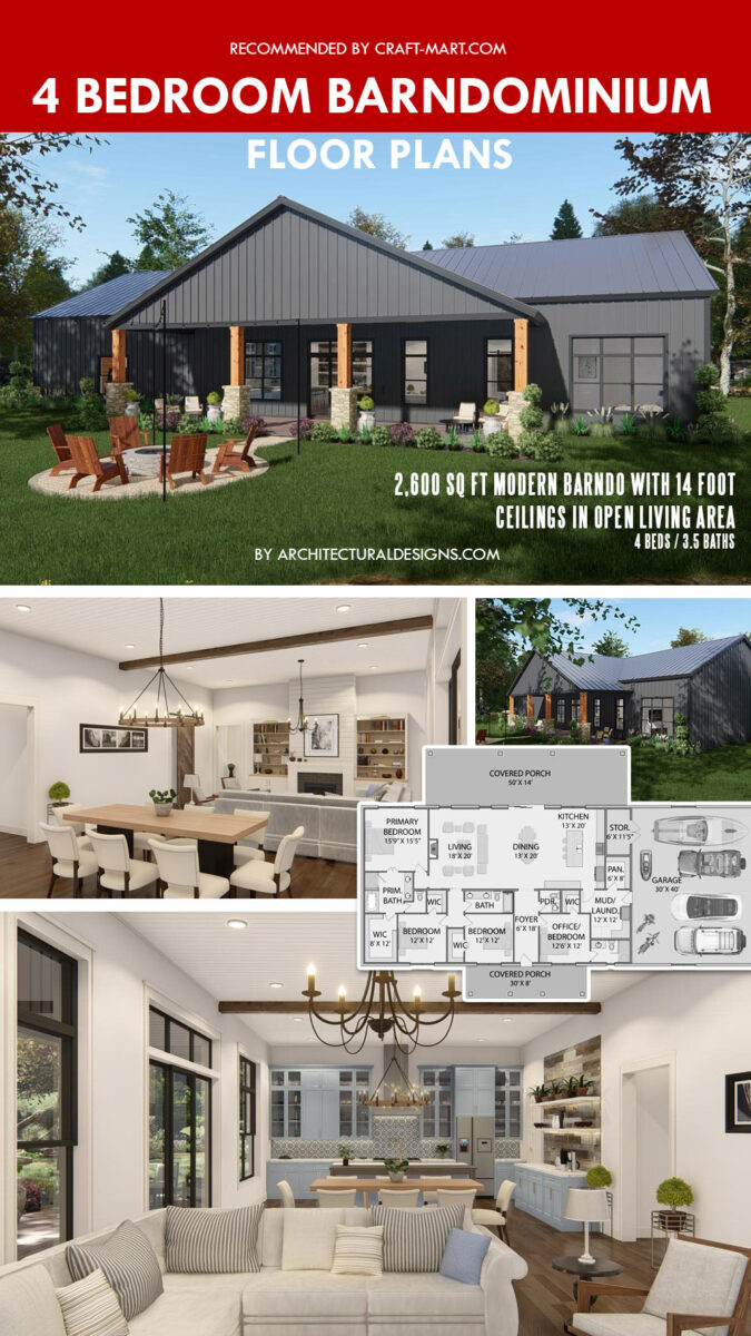 4 bedroom barndominium floor plans with pictures - Craft-Mart