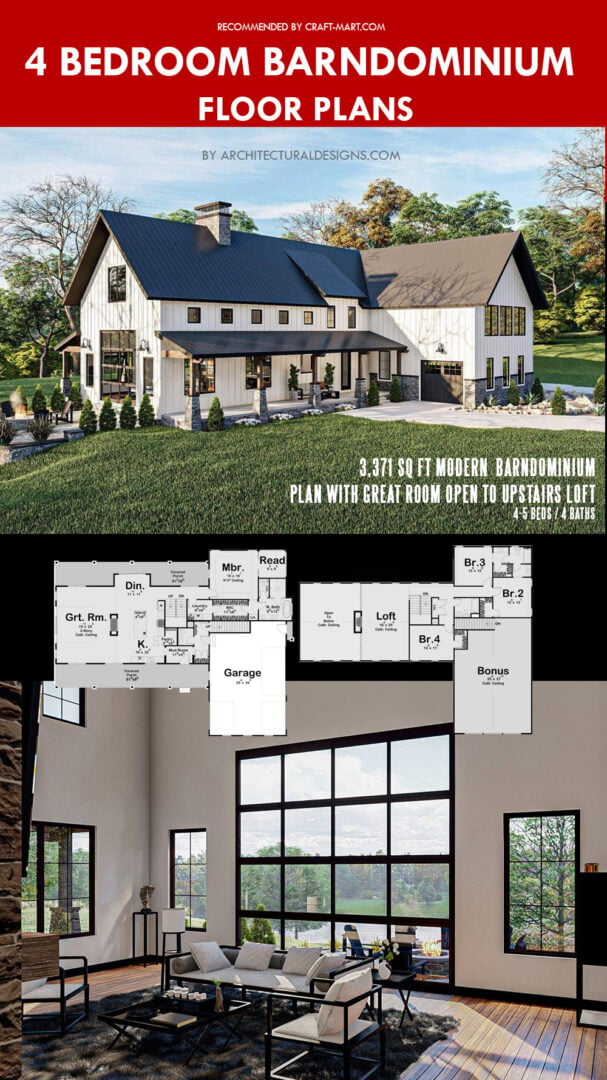 4 bedroom barndominium floor plans with pictures - Craft-Mart