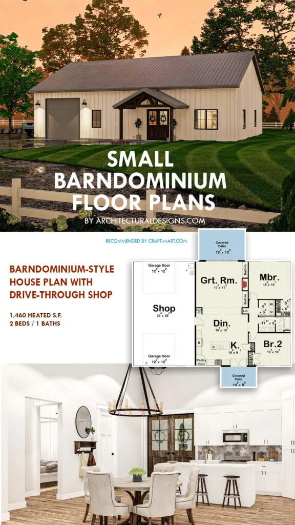 Small Barndominium Floor Plan w/Shop