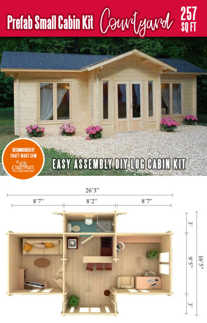 Small Cabin Kits For Under 50K Craft Mart   298 Courtyard Cabin Kit 2 694x1080 