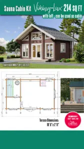 3 ROOM LUXURY SAUNA CABIN KIT VIKING LUX WITH LOFT