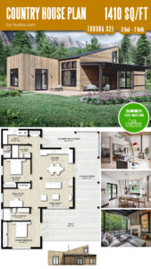 Modern Country House Plan Truoba 321 (3 BR/2 BA)