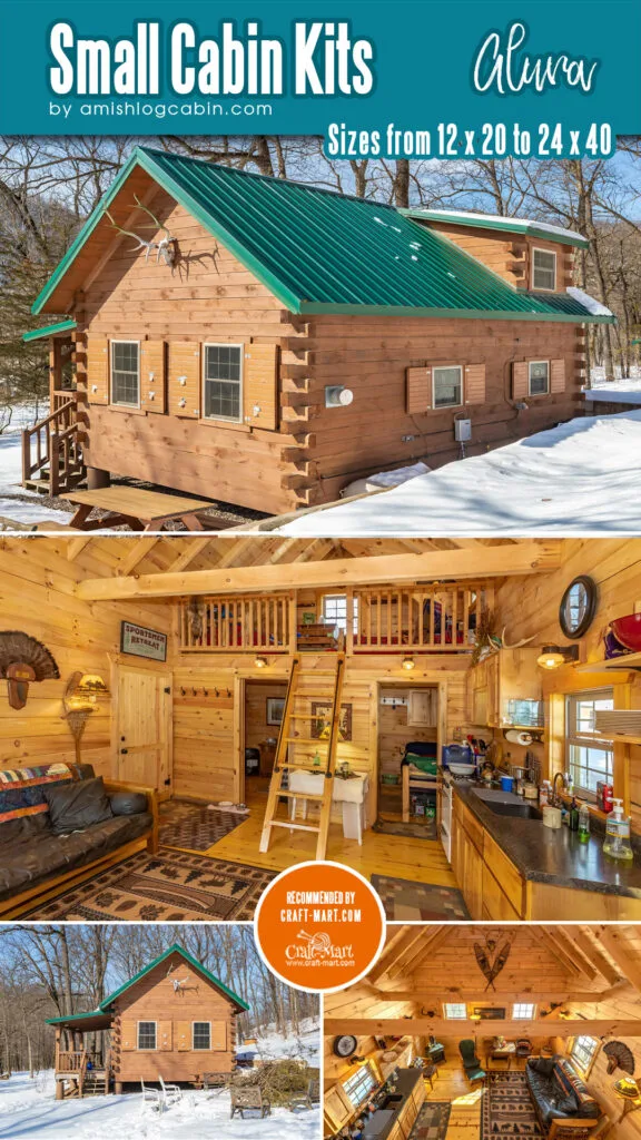 This cabin is highly adaptable, featuring a spacious front porch, a loft that spans half of its interior, and a total of eight windows. The exterior has been treated with a stain and sealant, while the interior boasts 6-inch tongue and groove white pine.