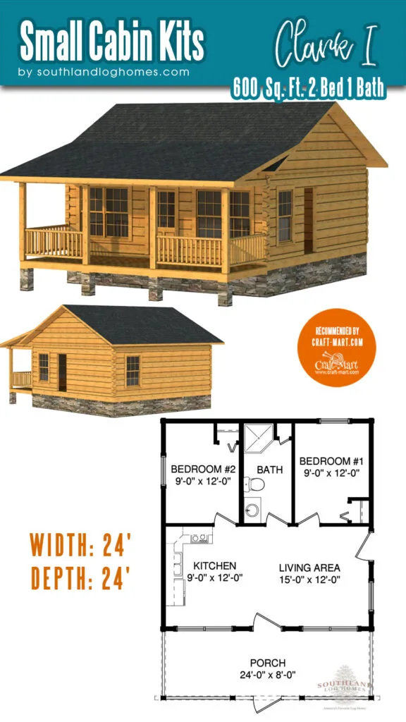 The Clark I is a comfortable and practical log cabin that offers a versatile and affordable living space. This cabin can be built with either traditional full log, hybrid timber frame, or cabin series construction, depending on your preference and budget. 