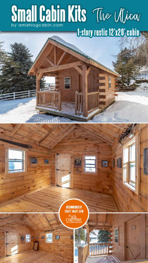 A simple, 1-story, rustic 12' x 20' cabin with front porch. This is the most popular cabin simply because it has a very solid build, highly affordable, suitable to be a hunting or vacation cabin.
