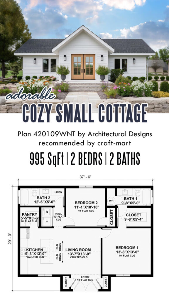 Charming Small Cottage (995 sqft)