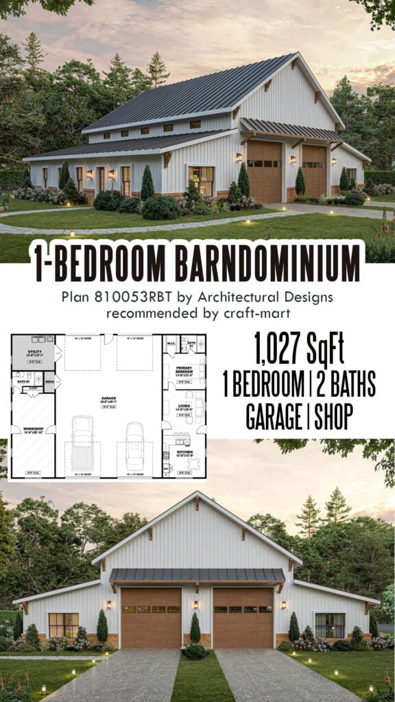 1,027 Sq Ft Barndo with RV Garage and Shop