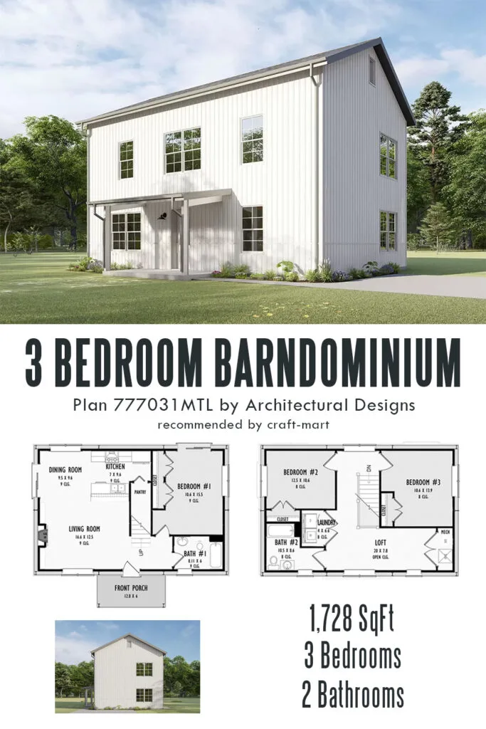 3 bedroom Small Barndominium