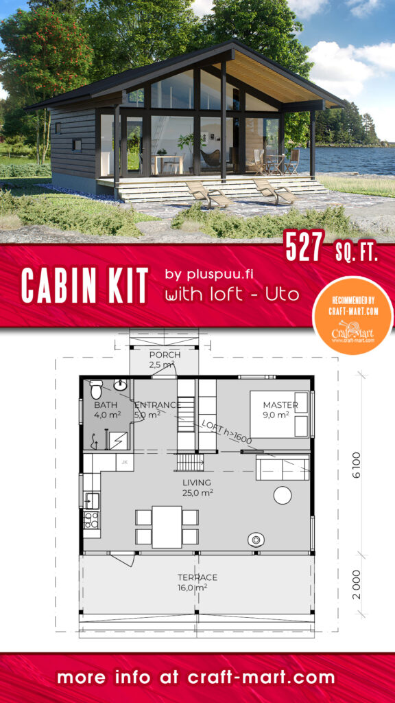 527 sq.ft. Modern Cabin with Loft - Uto