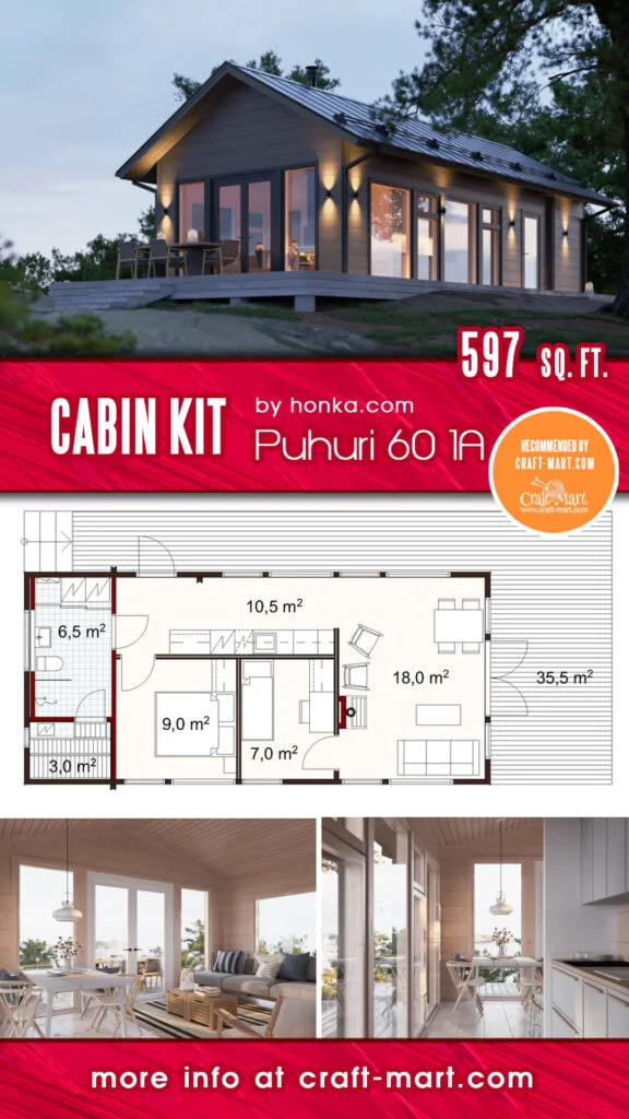 597 sq.ft. Modern Prefab Cabin Puhuri