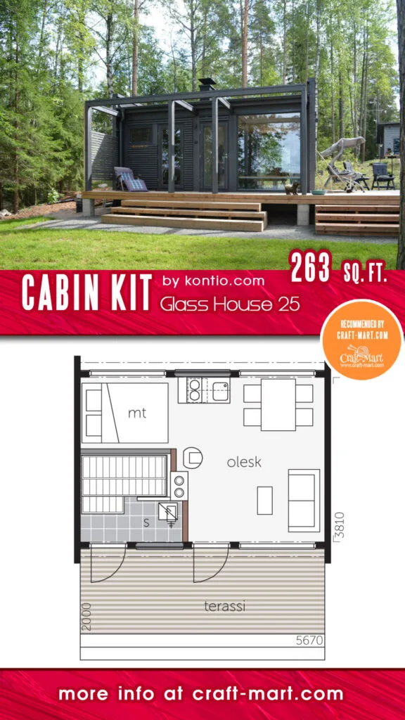 263 sq.ft. Modern Prefab Cabin Glass House 25