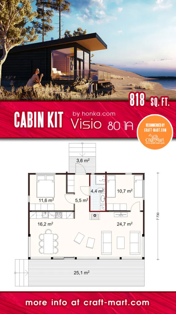 800 sqft Modern Cabin Kit Visio by Honka