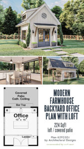 Modern Farmhouse Backyard Office Plan with Loft