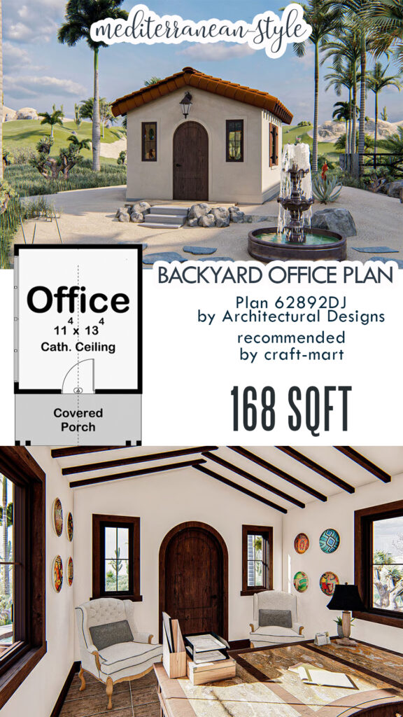 Mediterranean-Style Backyard Office Plan