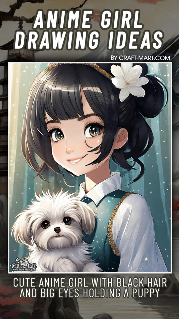 Cute anime girl with a puppy