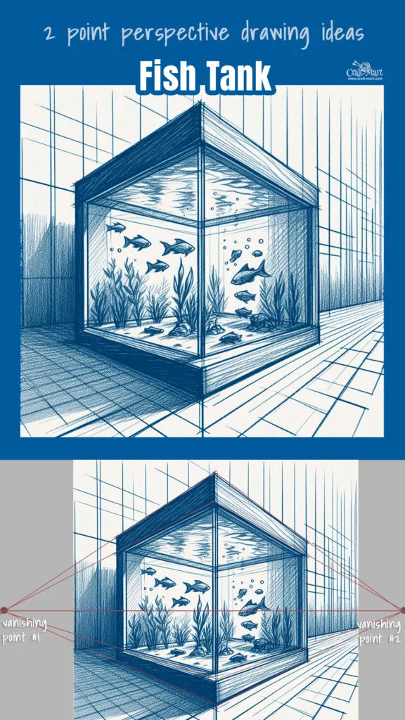 Fish Tank drawing using 2-point perspective
