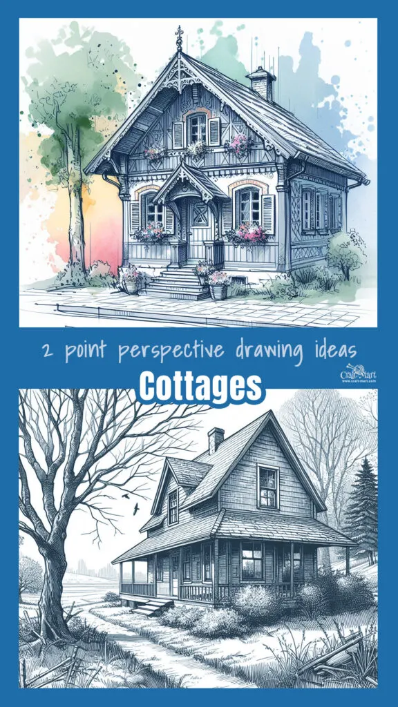 Master your 2-point perspective drawing skills on cottages