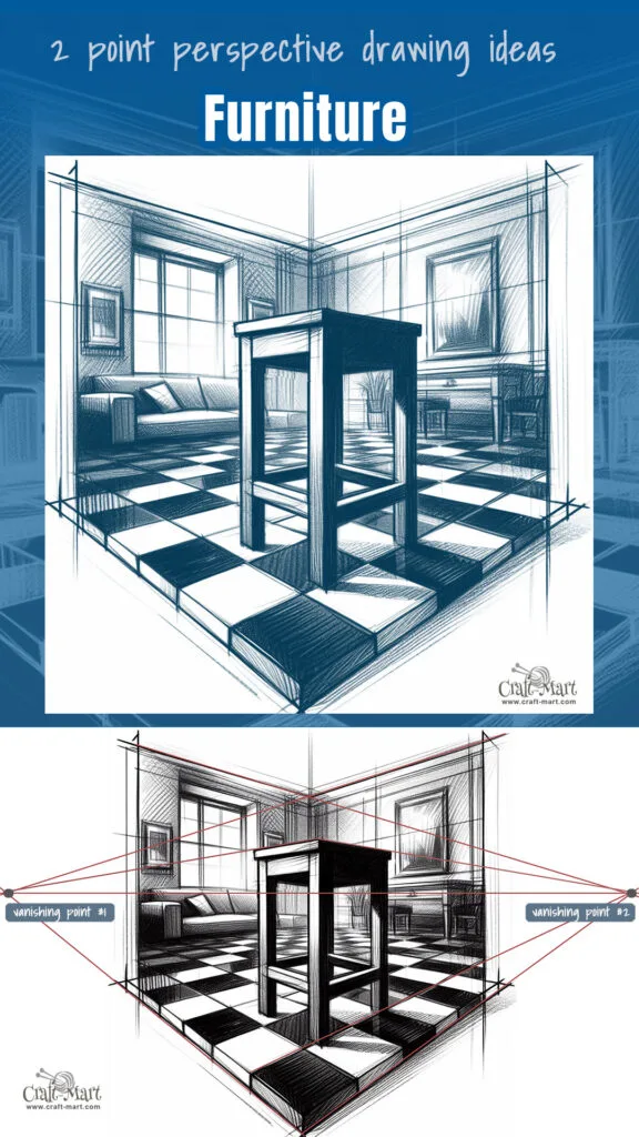 furniture drawing ideas with two-point perspective