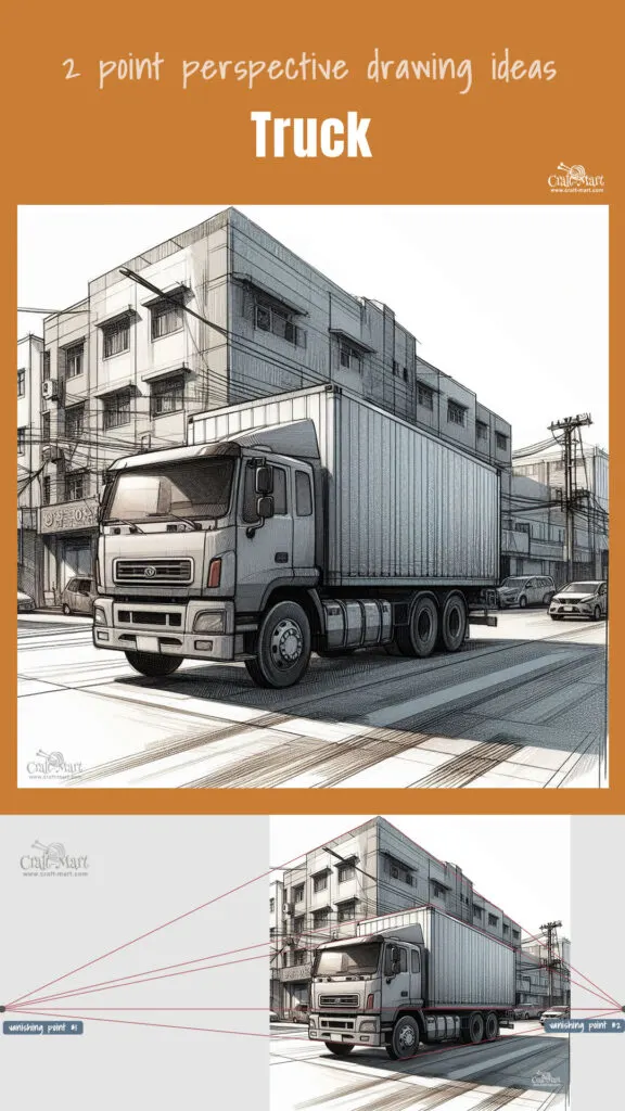 Drawing a truck using 2-point perspective idea