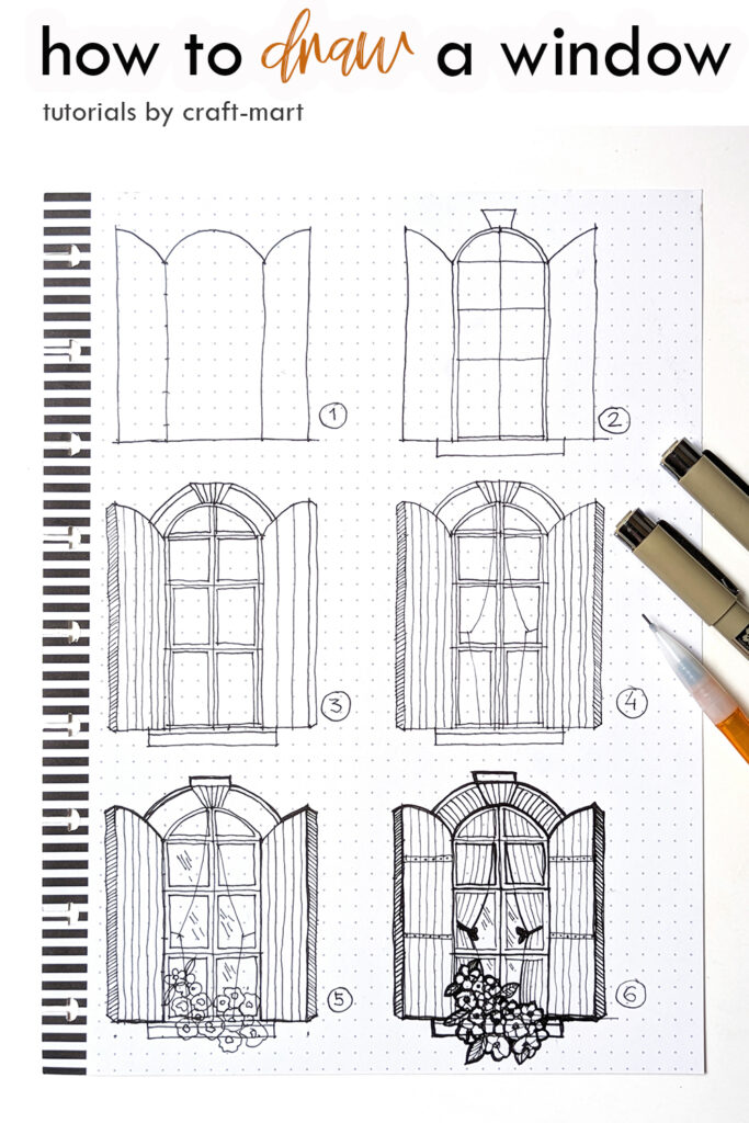 how to draw a window step by step