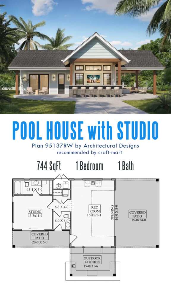 Pool House with Studio and Rec Room