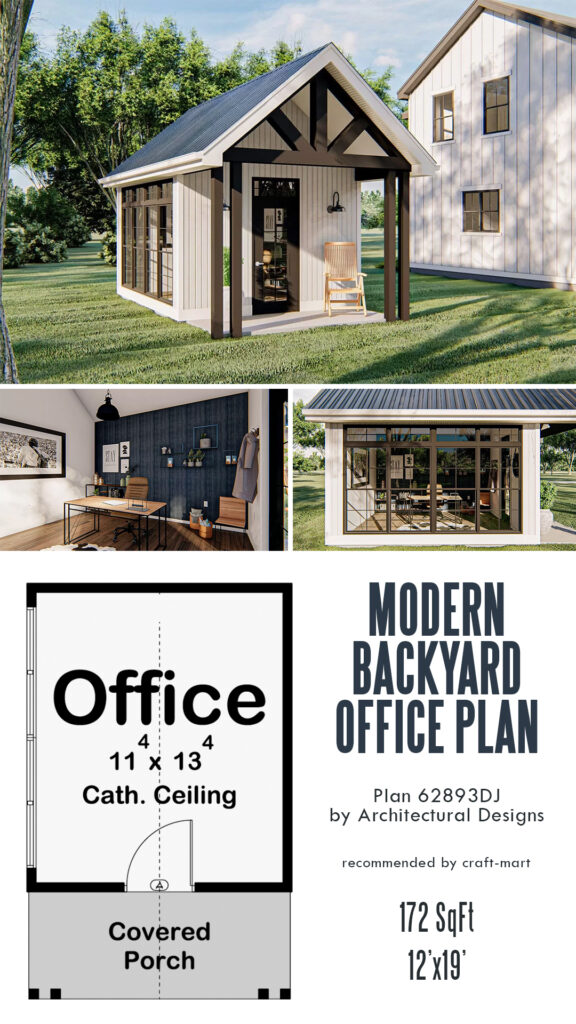 Modern Farmhouse Backyard Home Office Plan