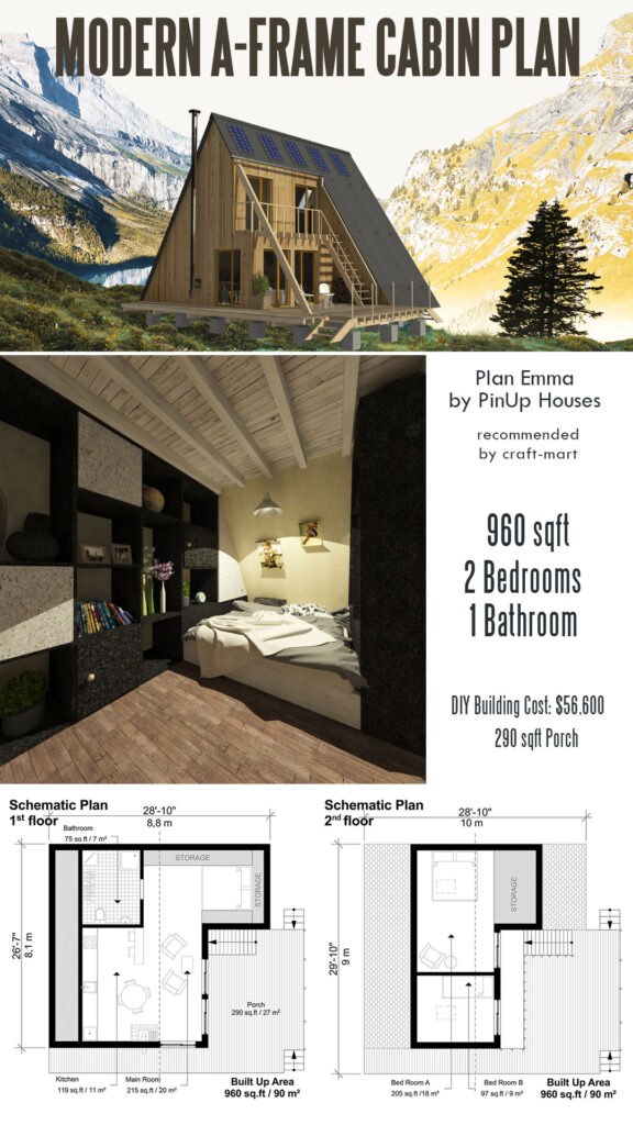 modern a-frame cabin Emma