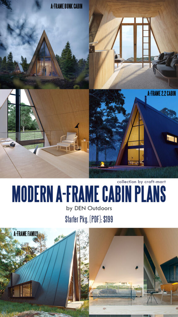 modern A-frame cabin plans by DEN Outdoors