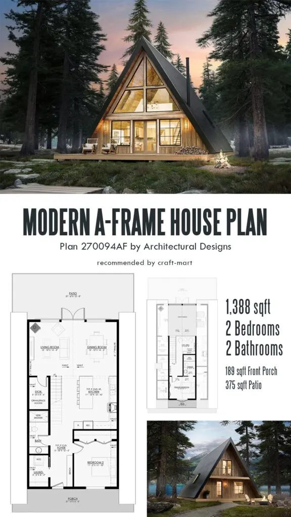 Modern A-Frame House Plan - 1,388 SqFt