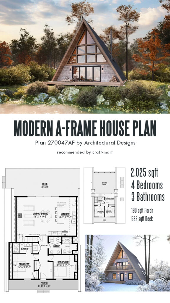 3-Bed A-Frame with Ladder-Accessible 3rd Floor Loft