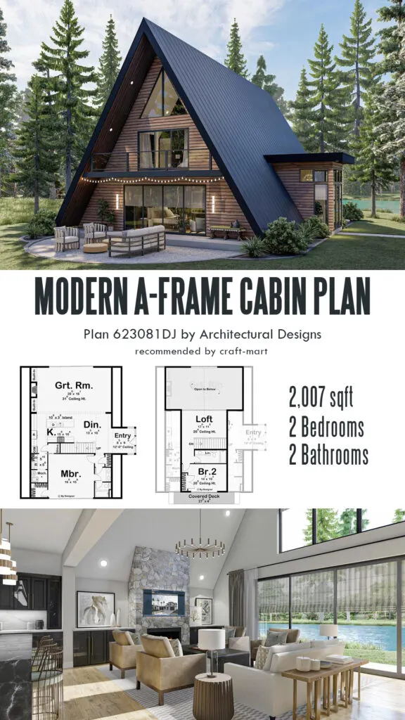 Modern A-Frame House Plan with Side Entry - 2007 Sq Ft