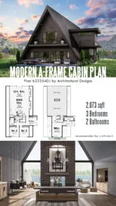 3-Bedroom Modern A-Frame House Plan with Main Bedroom Upstairs - 2073 Sq Ft