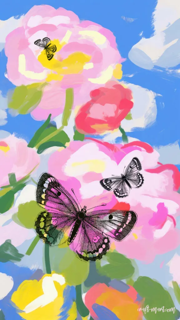 Realistic Butterflies on a Colorful Background