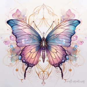 realistic butterfly drawing with fantasy background