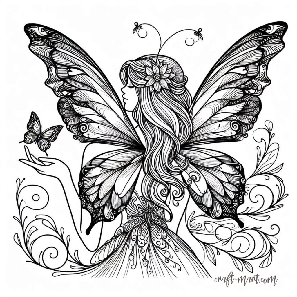 garden fairy with butterfly wings