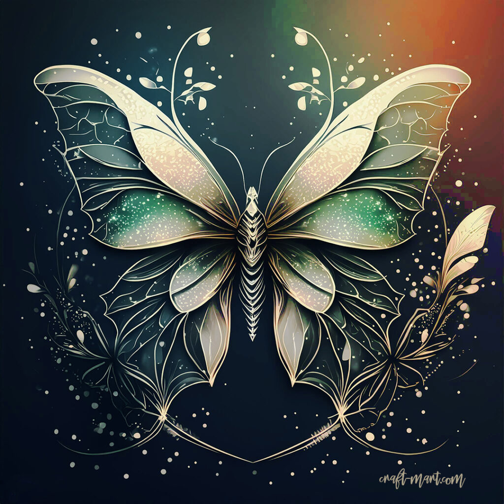 fantasy metallic butterfly on a dark background