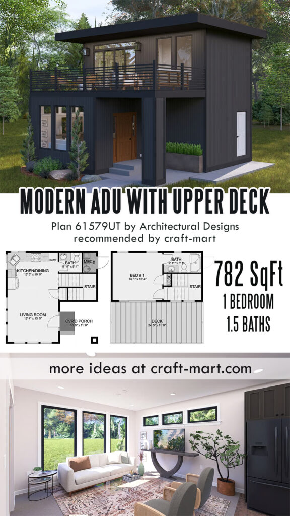 Modern ADU Plan with an Upper Deck