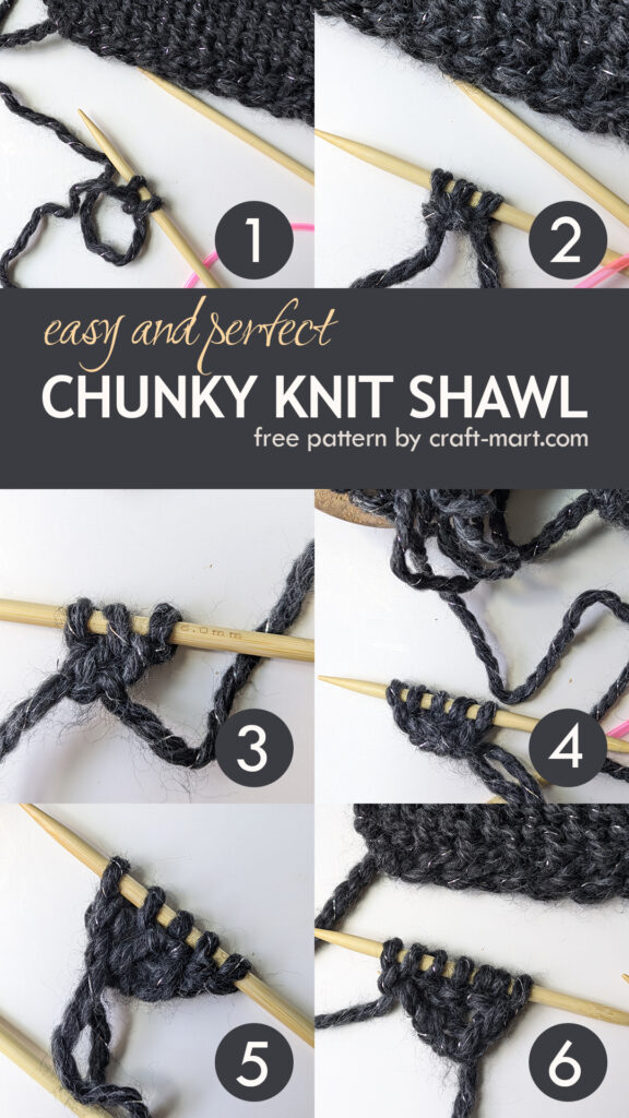 chunky knitted shawl step-by-step