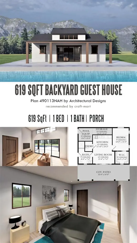 419 sq. ft. Pool / Guest House