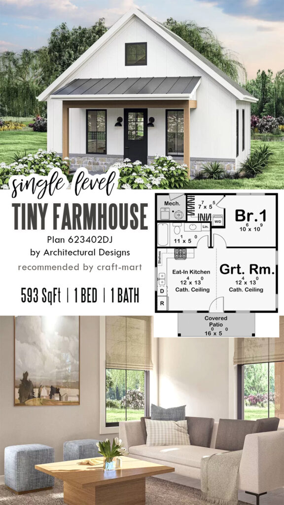 593 Sq.Ft. Minimalistic Tiny Farmhouse