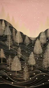 pink Christmas forest phone wallpaper